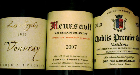 Vouvray, Meursault, Chablis